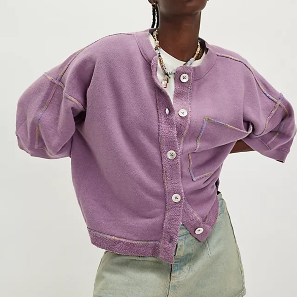Free People Matilda Sweatshirt Powdered Violet 💜 NWT